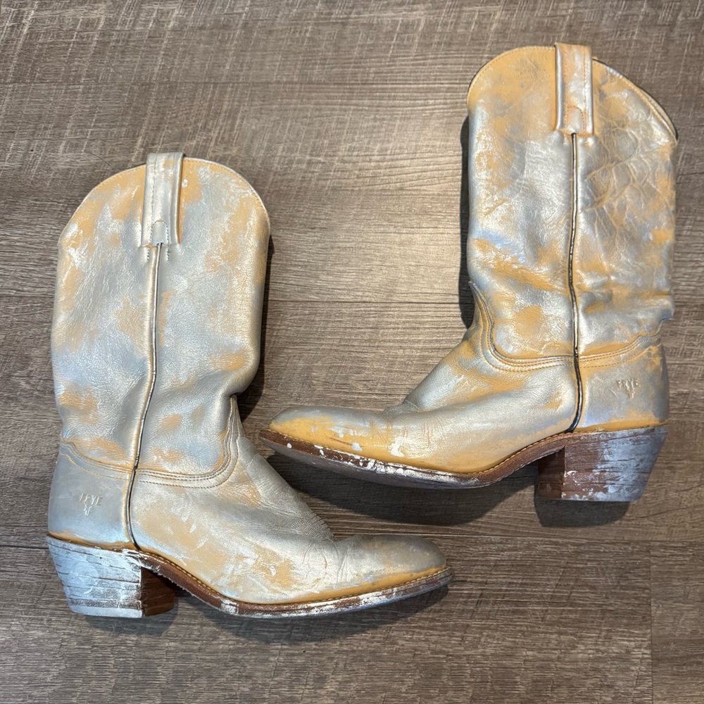 Frye Metallic Gold Cowboy Boots